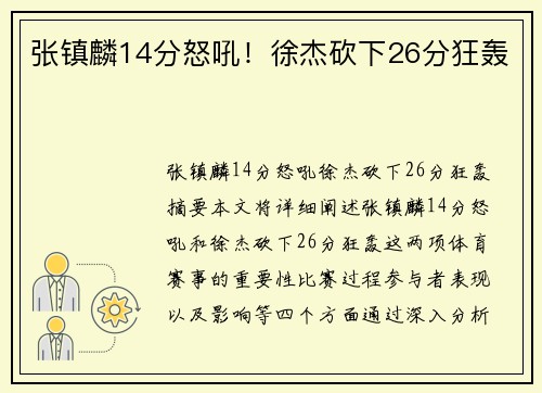 张镇麟14分怒吼！徐杰砍下26分狂轰